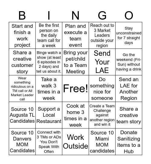 Quarantine Bingo Card