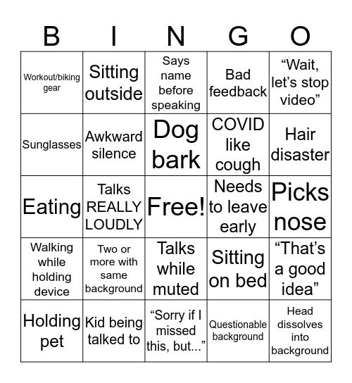 Zoom Bingo Card