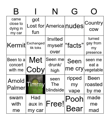 Sophia Bingo Card