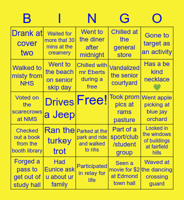 Newtown/ NHS Bingo Card