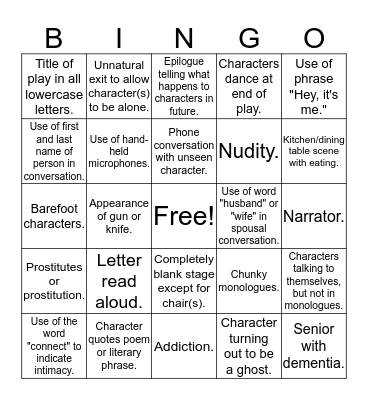 Playwright Tropes Bingo Card