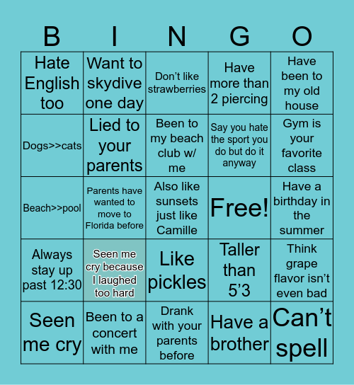 Lo’s Bingo Card