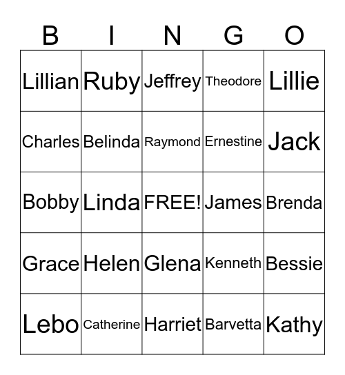 Barbara's Bingo Card
