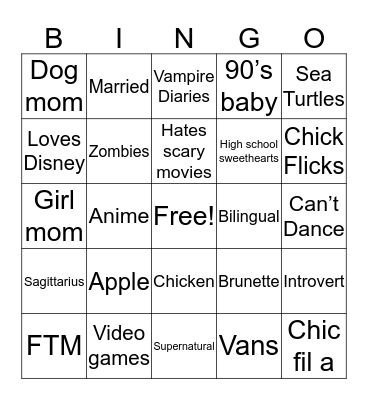 How similar are you to Selva Bingo Card