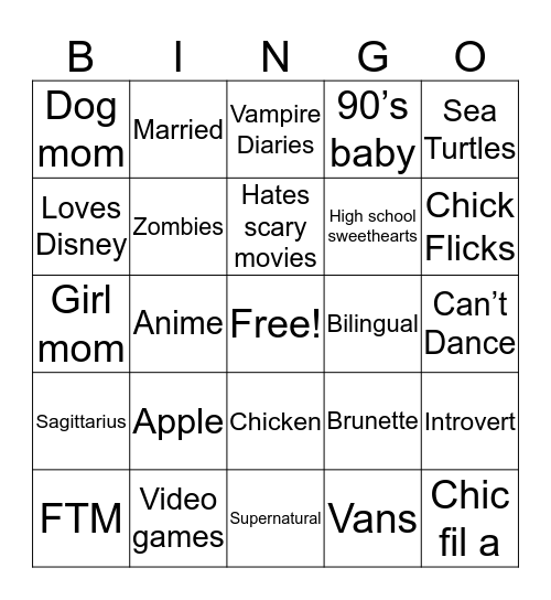 How similar are you to Selva Bingo Card