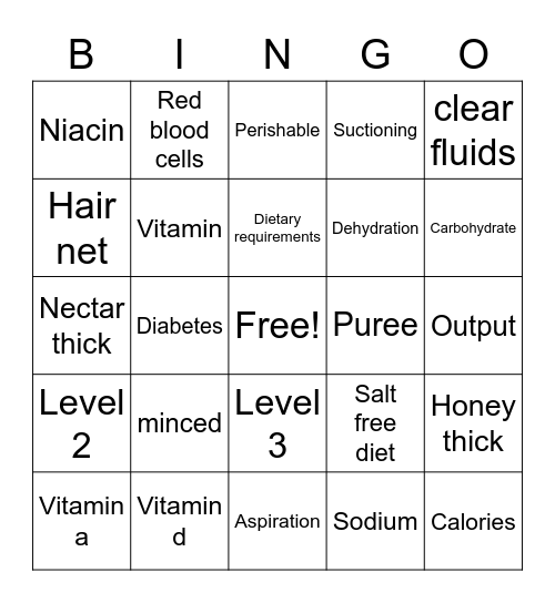 Test 14 Bingo Card