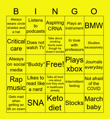 Marcos Bingo Card