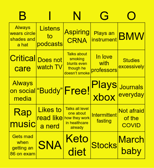 Marcos Bingo Card