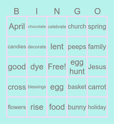 Easter Bingo Card
