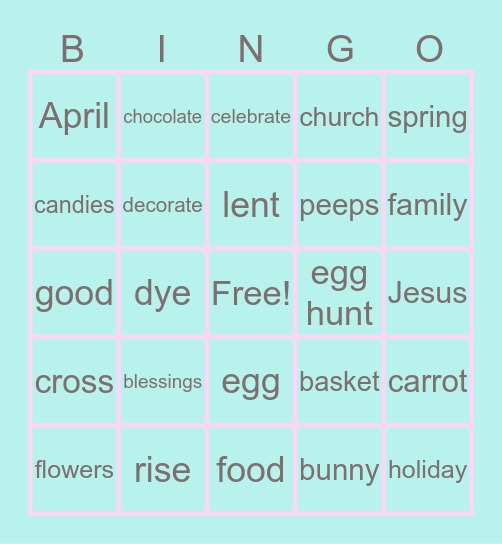 Easter Bingo Card