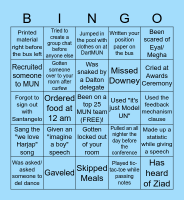 PANTHER MODEL UN Bingo Card