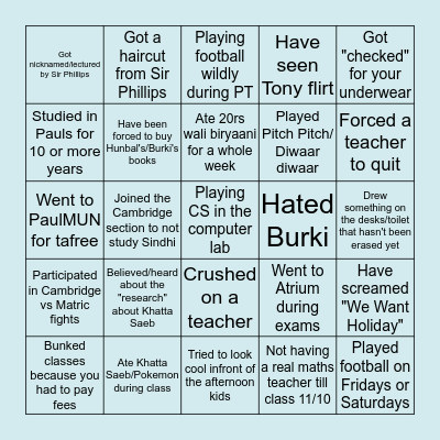 Pauls Bingo Card