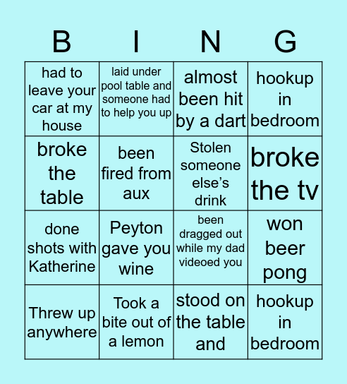 Helen’s House Bingo Card