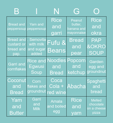 Wierd food combinations Bingo Card