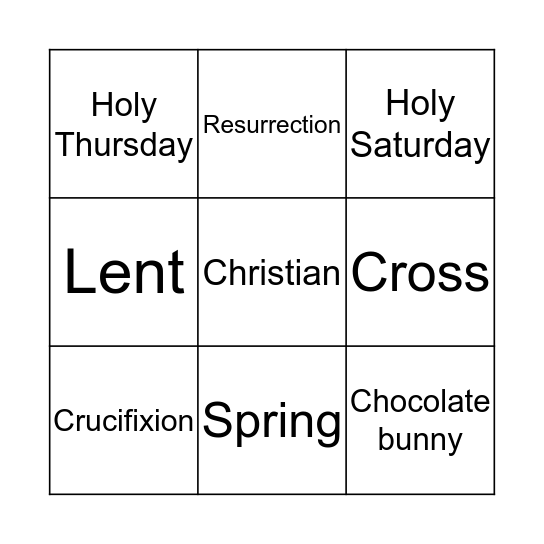 Easter bingo Card