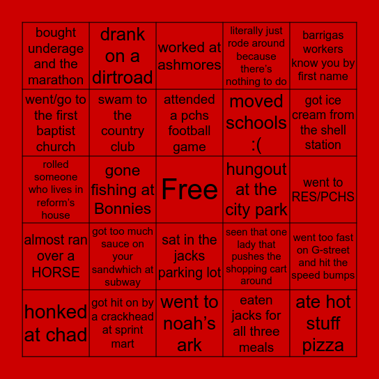 Reform Bingo Card