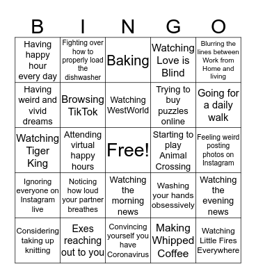 Coronavirus BINGO Card
