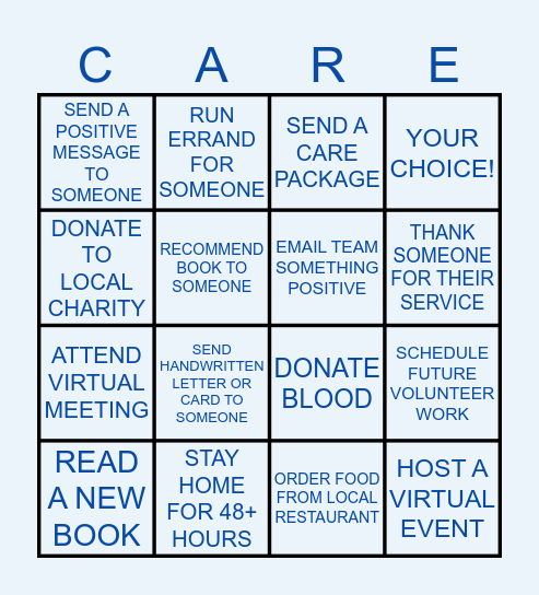 Committed, Active, Responsible, Enhancing Bingo Card