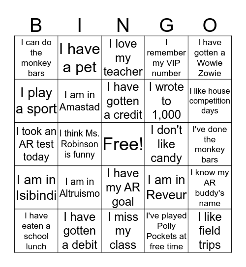 Firstie Bingo Board Bingo Card