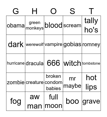 Halloween Bingo Card