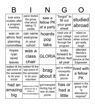 PKS Quarantine BINGO Card