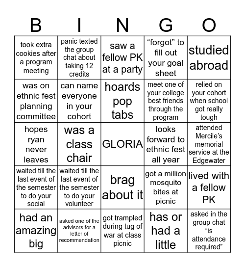 PKS Quarantine BINGO Card