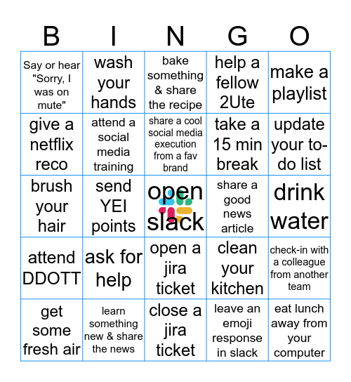 Social Distancing With The Social Team Bingo Card