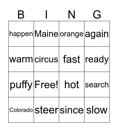Untitled Bingo Card