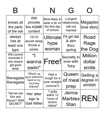 Katelyn Bingo Card