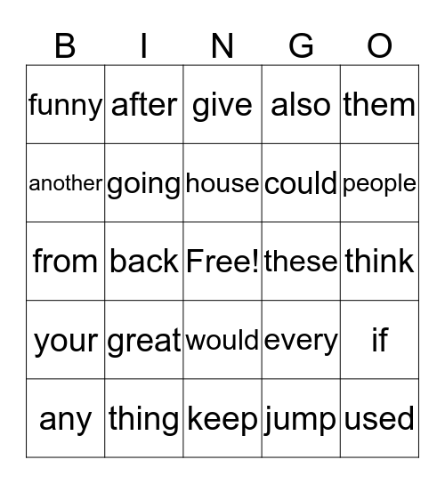 Sight Word-1st Bingo Card