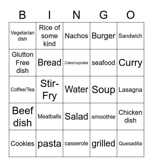 Shriver Chef Bingo Card
