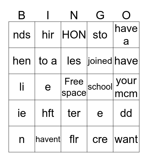 cam bingo Card