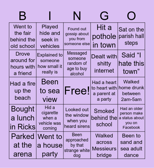 Burgeo Bingo Card