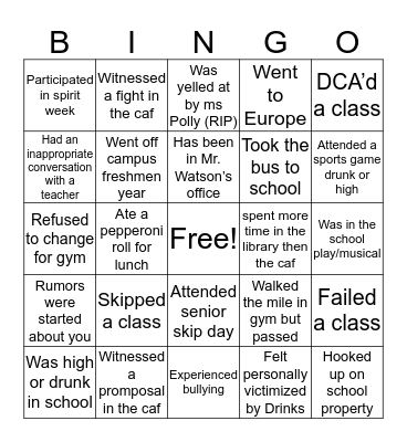 OHS Bingo Card