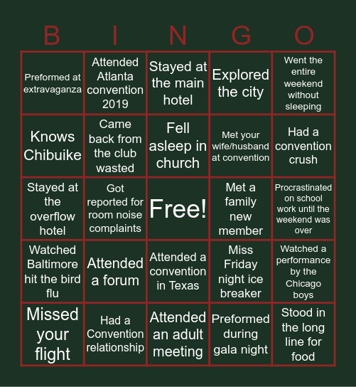 NGWA CONVENTION BINGO Card