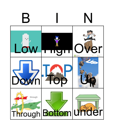 Preposition Bingo Card