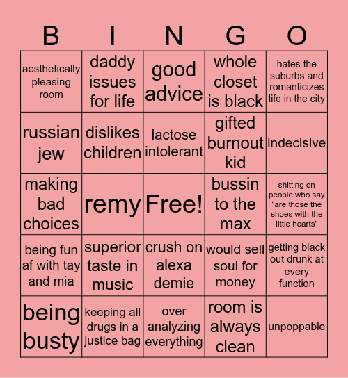stella bingo bitch Bingo Card