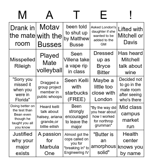 ASM Event Planning Bingo Card