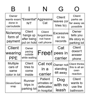 COVID-19 Curbside Bingo Card
