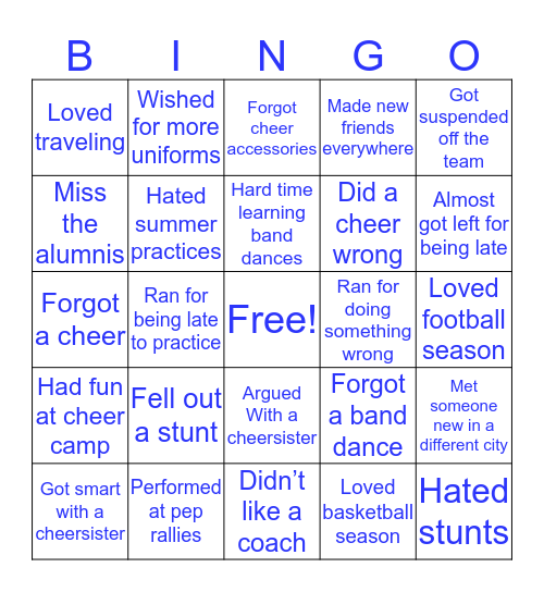 MHS CHEER Bingo Card