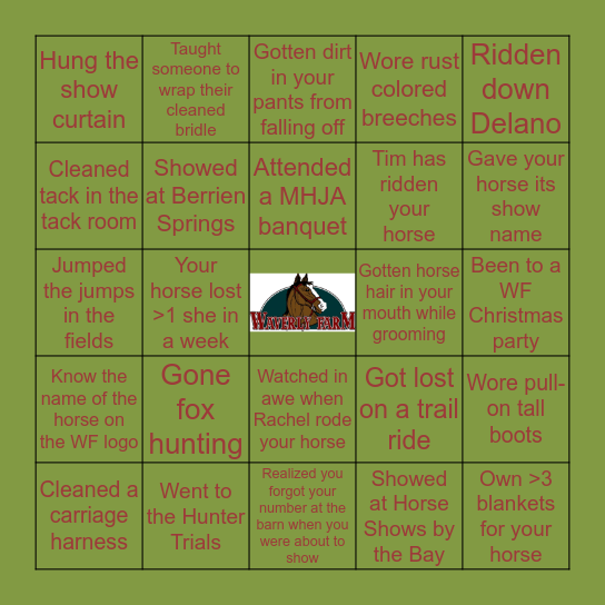 Waverly Bingo 2.0 Bingo Card