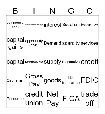 EFL Bingo Units 1&2 Bingo Card