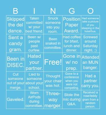 MUN Bingo Card