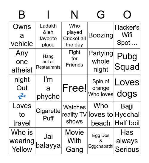 Amigo's Bingo Card