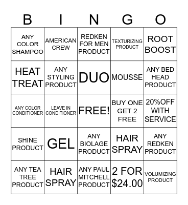 FAMOUS HAIR Bingo Card