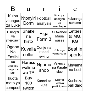 Form 4Tea Burie Bingo Card