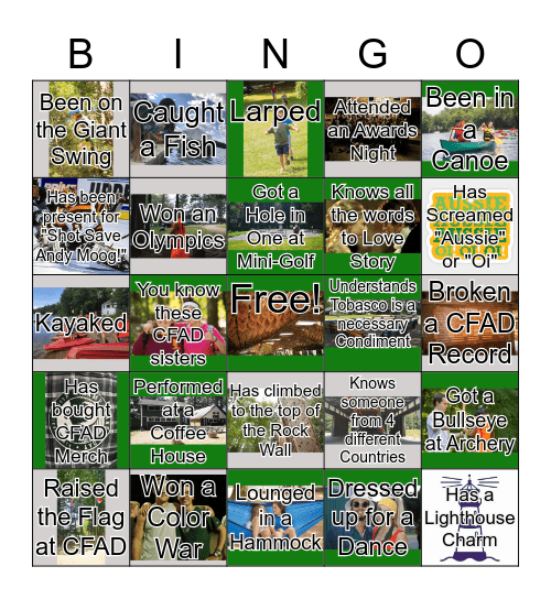 YMCA Camp Frank A. Day Bingo Card