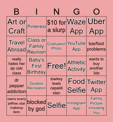 KATIE Bingo Card