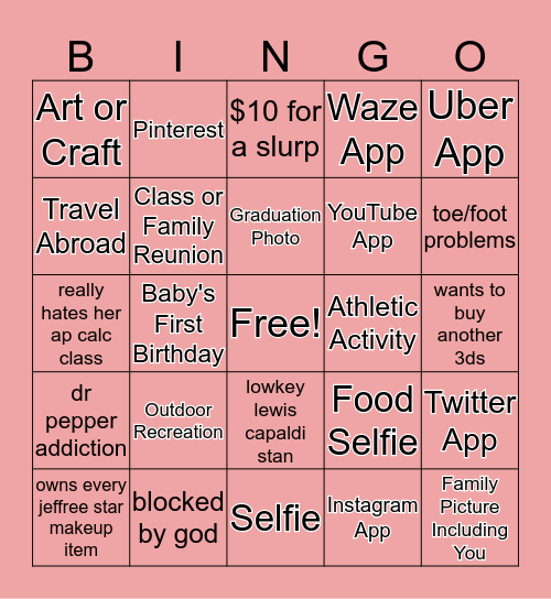 KATIE Bingo Card