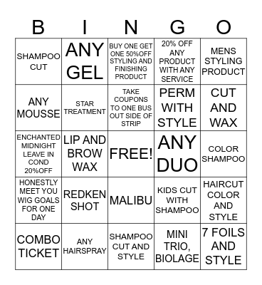 FAMOUS HAIR Bingo Card